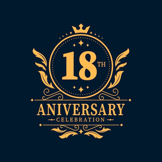 Free Vector | Luxury 18th anniversary logo template