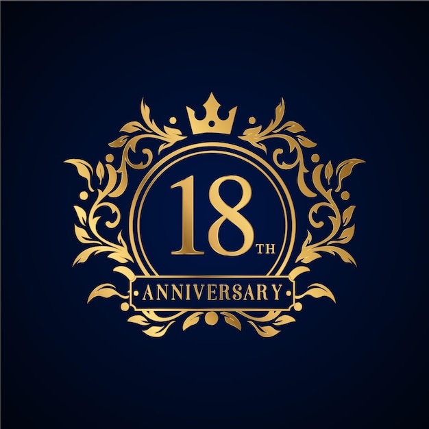 Free Vector | Luxury 18th anniversary logo