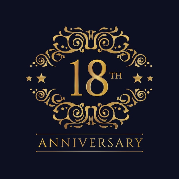 Free Vector | Luxury 18th anniversary logo