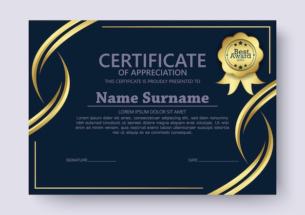 Premium Vector | Luxury black and gold certificate