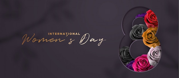 Luxury black and gold women's day 3d banner Premium Vector