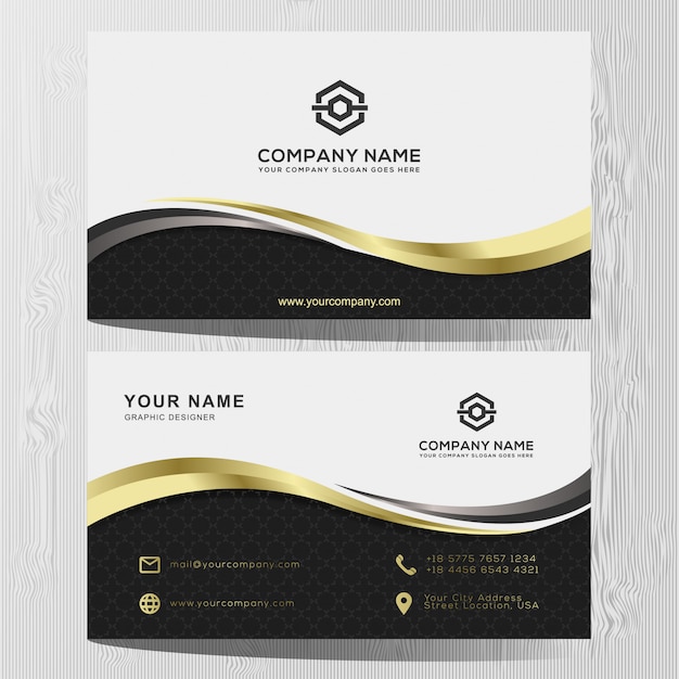 Luxury business card gold and silver template Premium Vector