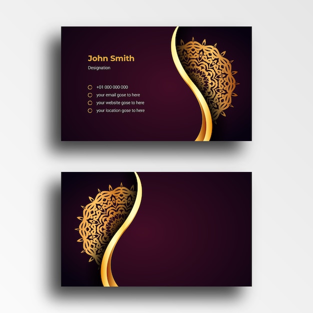 Luxury business card template with ornamental mandala design Premium Vector