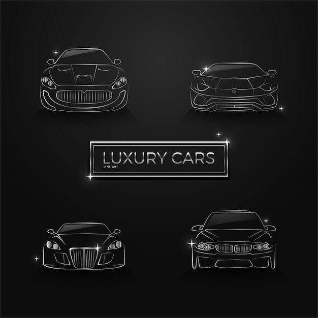 Luxury cars line art Premium Vector