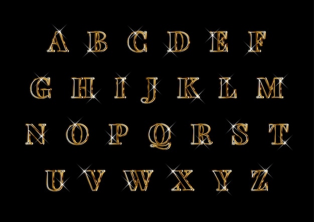 Premium Vector Luxury Elegant 3d Gold Alphabets Set