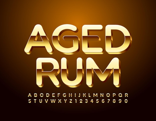 Premium Vector | Luxury emblem aged rum. glossy gold font ...