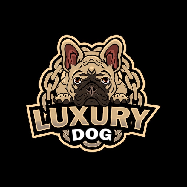 Luxury French Bulldog Mascot Logo Premium Vector