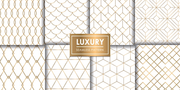 Luxury geometric seamless pattern set, decorative wallpaper. Premium Vector