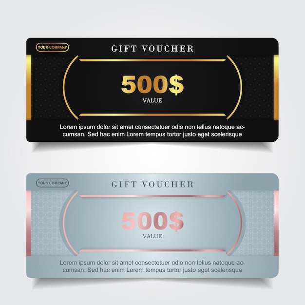 Premium Vector | Luxury gift voucher with gold element decoration