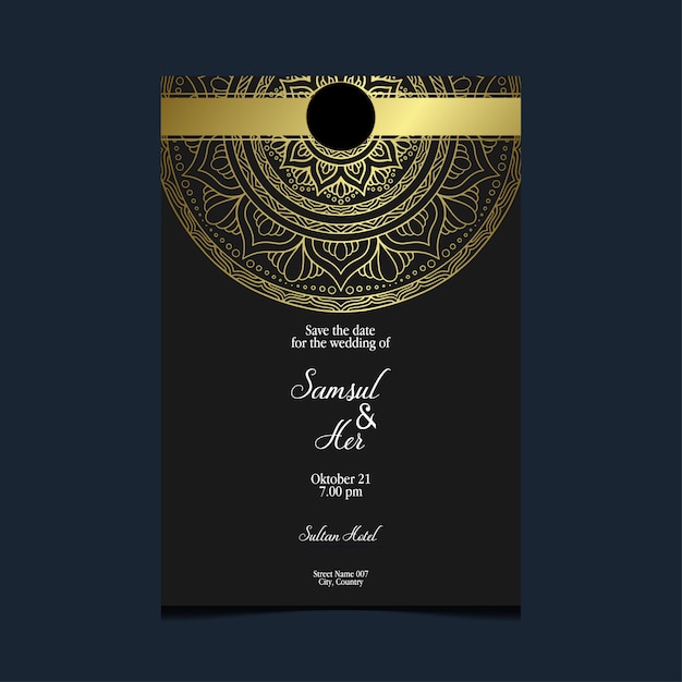 Premium Vector | Luxury gold mandala ornate wedding invitation.