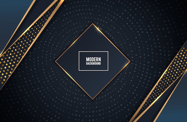 Luxury golden and black background layers Premium Vector
