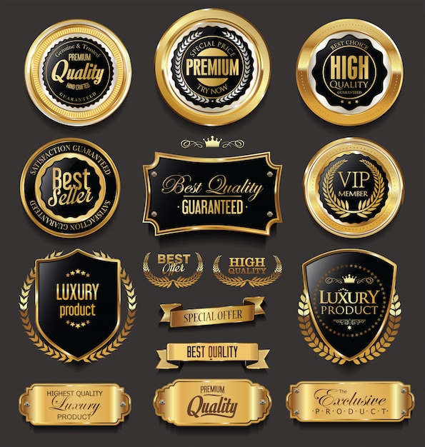 Premium Vector | Luxury golden labels