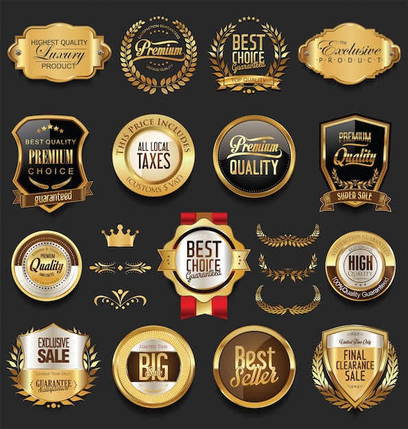 Premium Vector | Luxury golden labels