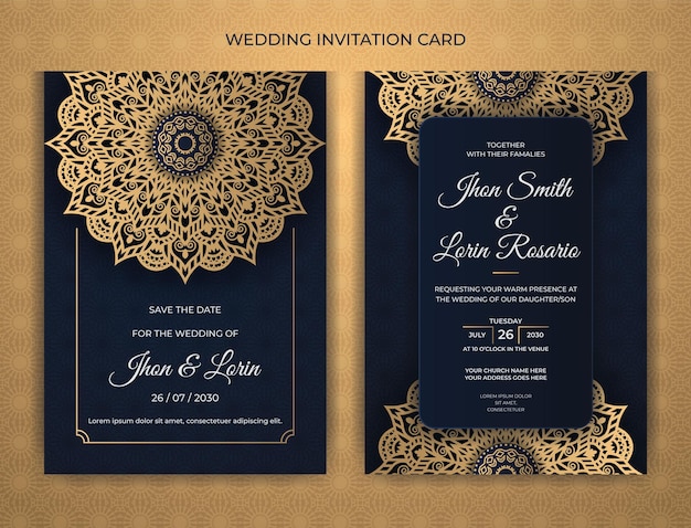 Premium Vector Luxury Golden Mandala Wedding Invitation Card With Abstract Pattern