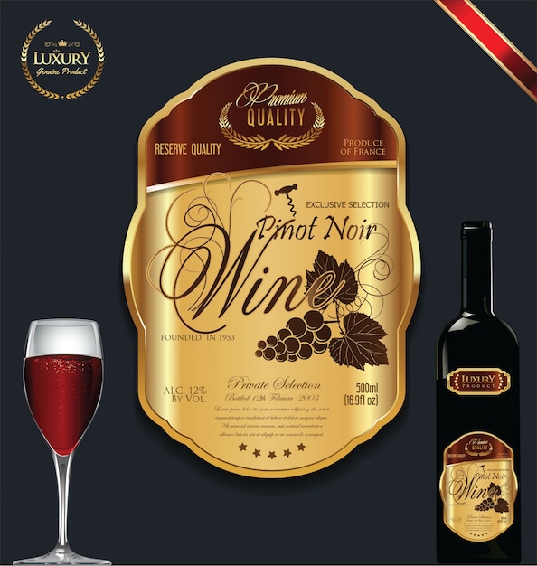 Premium Vector | Luxury golden wine label