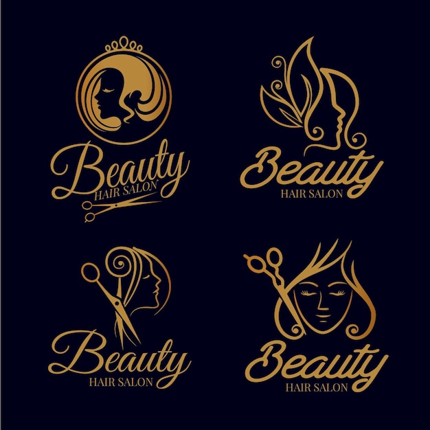 Premium Vector | Luxury hair salon logo collection