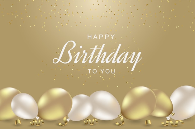 Premium Vector | Luxury happy birthday background with realistic ...