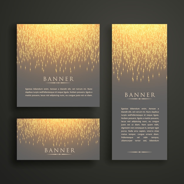 luxury light sparkle banner card design in different sizes Free Vector luxury light sparkle banner card design in different sizes Free Vector