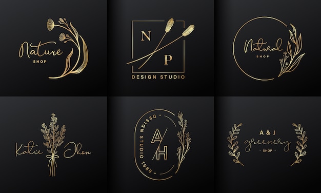 Luxury logo design collection for branding, coporate identity Free Vector