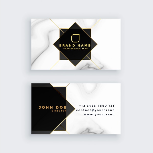 Luxury marble style black and white business\
card