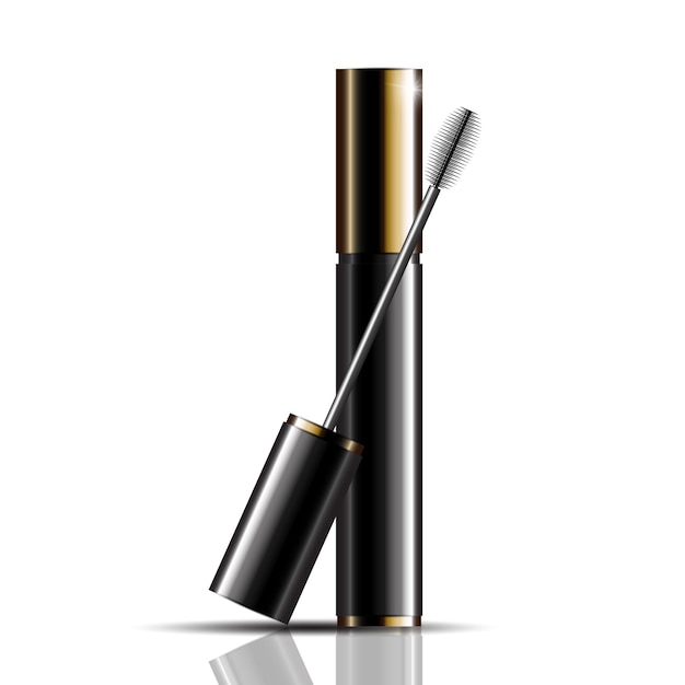 Premium Vector | Luxury mascara ads, black and golden package with ...