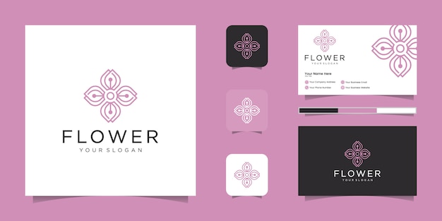 Download Premium Vector Luxury Ornament Minimalist Elegant Floral Rose With Line Art Style Logos Can Be Used For Beauty Cosmetics Yoga And Spa Logo And Business Card