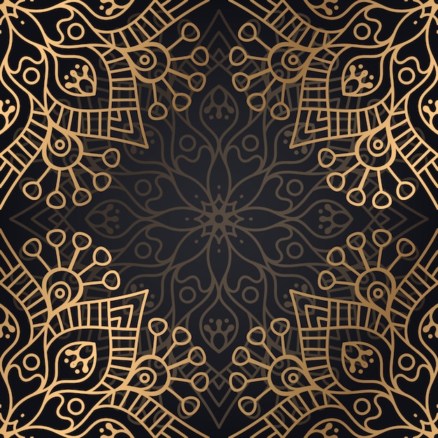 Luxury ornamental mandala design seamless pattern in gold color vector Premium Vector