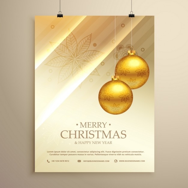 Luxury poster with golden christmas\
balls