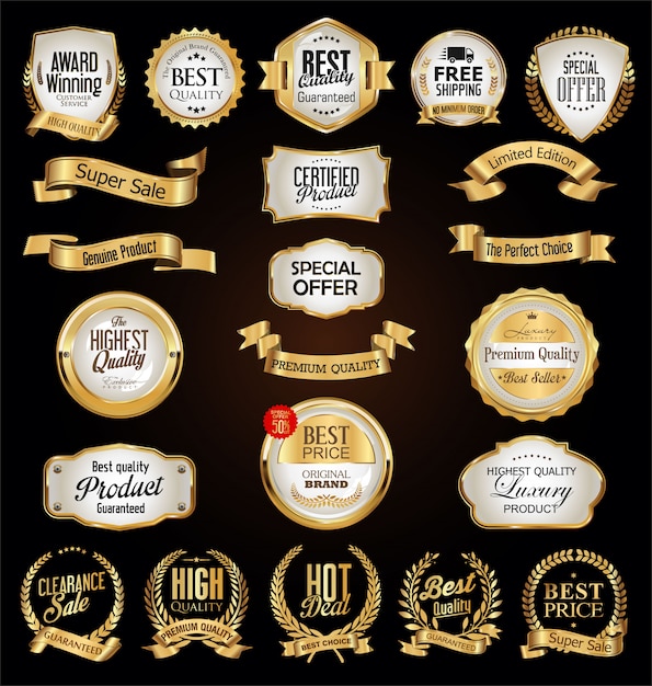 Luxury premium golden badges and labels | Premium Vector