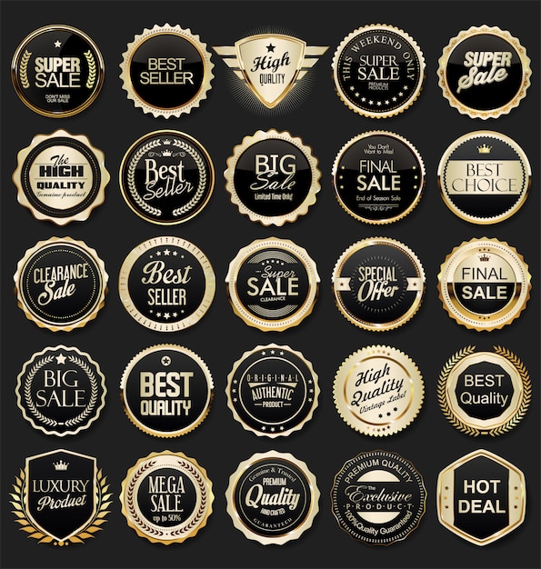 Premium Vector | Luxury Premium Golden Badges And Labels