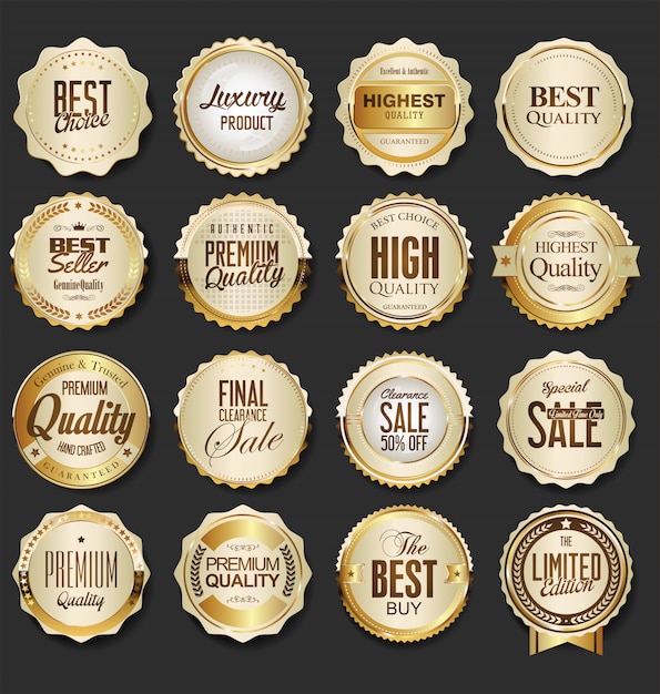 Premium Vector | Luxury premium golden badges