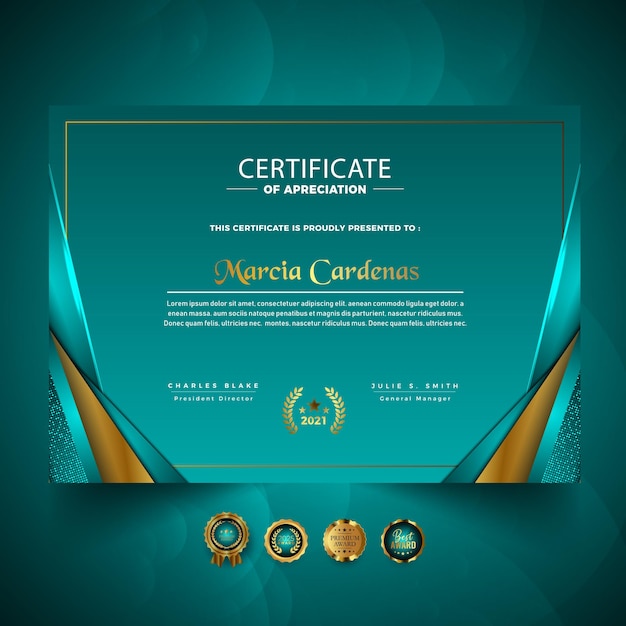 Premium Vector Luxury Professional Certificate Template Design