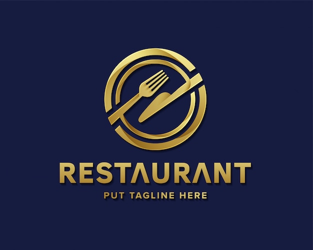 Luxury restaurant logo for business Premium Vector