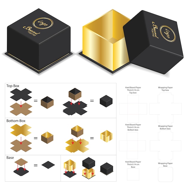 Download Luxury rigid box for product mockup with dieline Vector ...