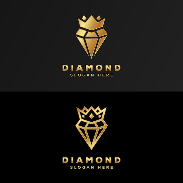 Luxury royal diamond gold logo premium Premium Vector