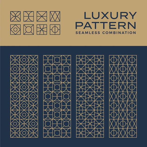 Luxury seamless pattern and ornament set Premium Vector