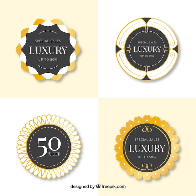 Free Vector | Luxury stickers rounded stickers set