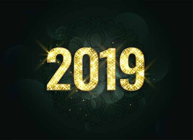 Luxury style 2019 new year sparkles background Free Vector
