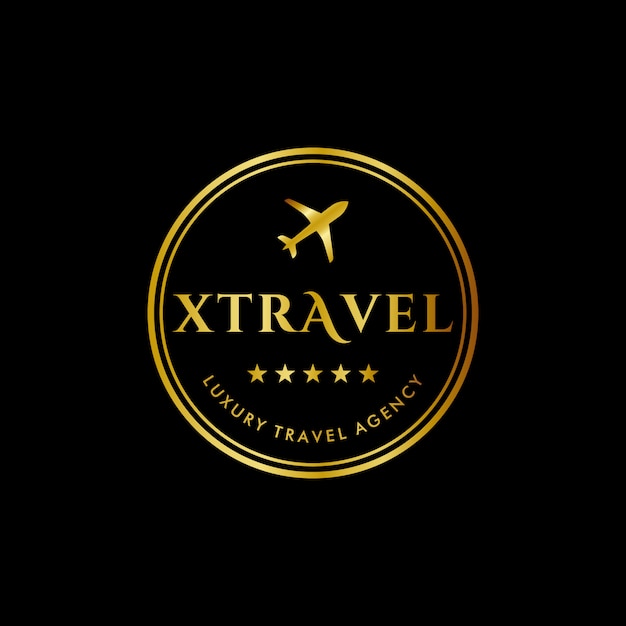 Luxury travel agency logo template in stamp style | Premium Vector
