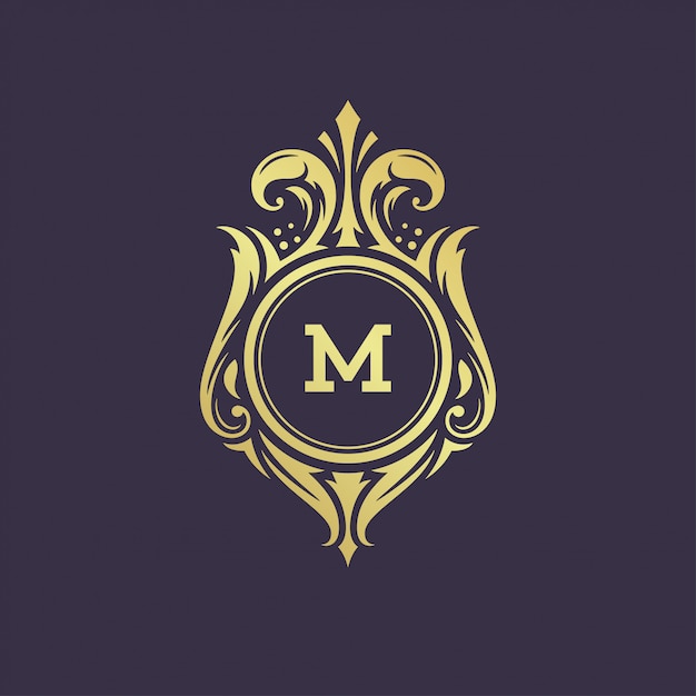 Download Luxury vintage ornament logo monogram crest template design vector illustration | Premium Vector