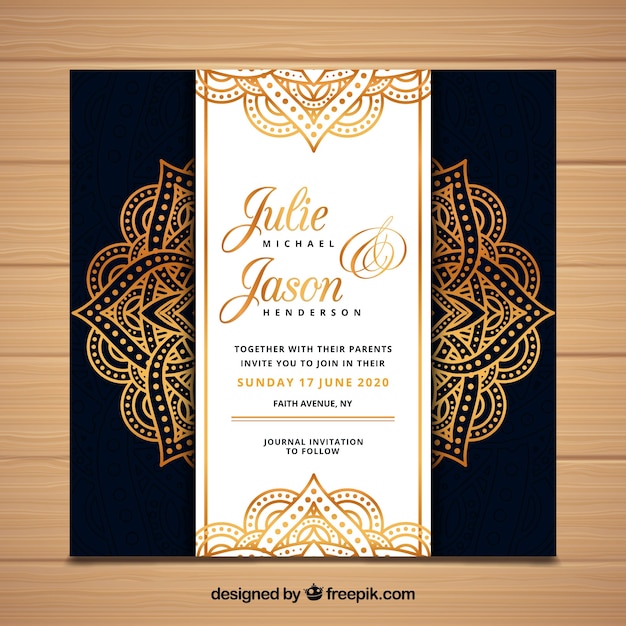 Download Luxury wedding invitation in mandala style Vector | Free ...