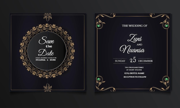 Free Vector | Luxury wedding invitation template design set