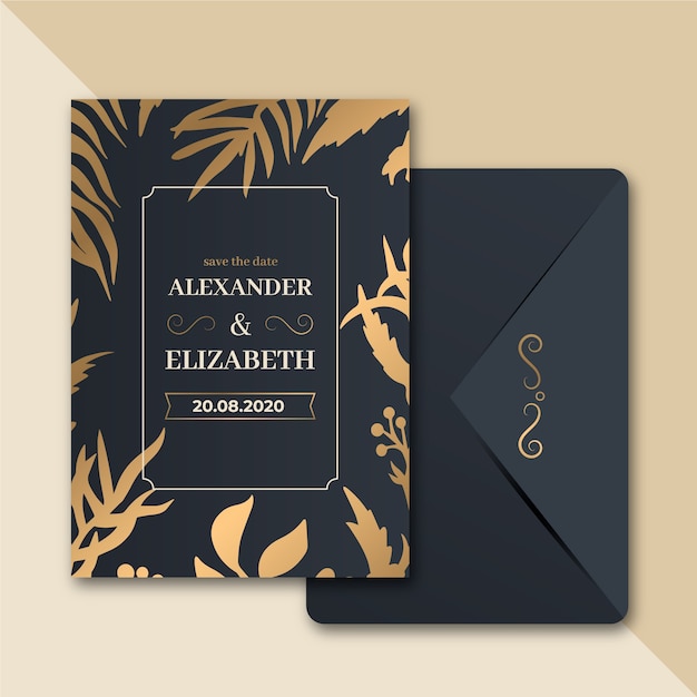 Luxury wedding invitation template Free Vector