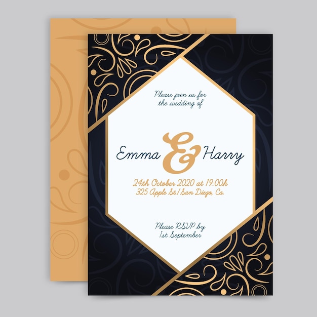 Free Vector Luxury wedding invitation template