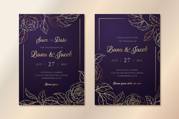 Premium Vector | Luxury wedding invitation template