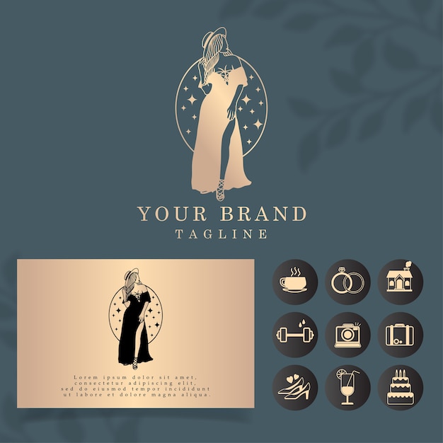 Premium Vector Luxury Woman Logo Editable Template