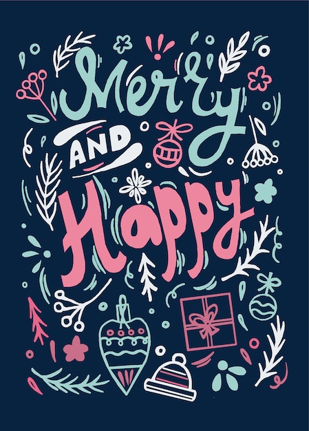 Download M, christmas ornaments and typographic design card .vector ...