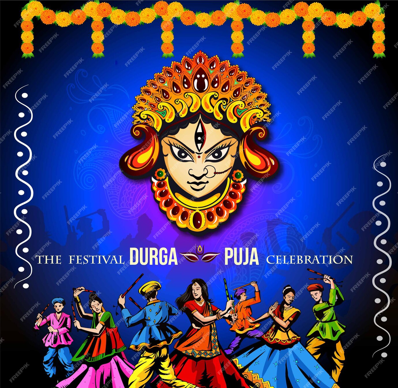 Premium Vector | Maa durga in happy dussehra navratri background design