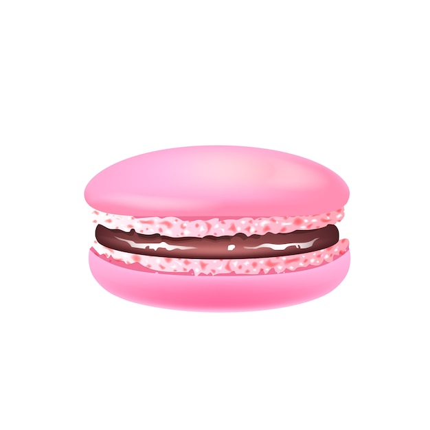 マカロン ピンクのアーモンドクッキーのリアルなイラスト プレミアムベクター