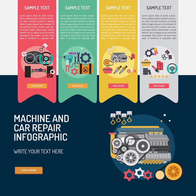 Machine and car repair infographic\
design